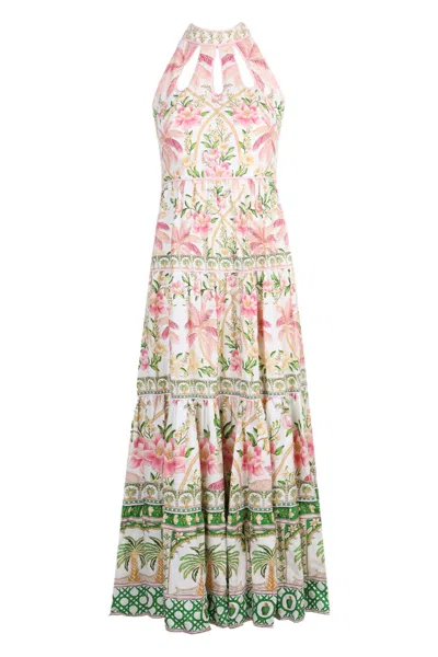 Farm Rio Palm Dress Off-white Sleeveless Maxi Dress In Pink