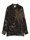 Farm Rio Palm-print Button-up Shirt In Black