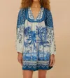 Farm Rio Palm Tree Beach Mini Dress In Off-white
