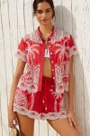 Farm Rio Palm Tree Buttondown Shirt In Multicolor