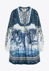 Farm Rio Palm Tree Print Mini Beach Dress