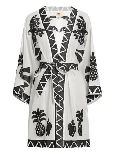 Farm Rio Palm Tree-print Robe In White