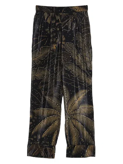 Farm Rio Palm-tree Print Trousers In Black
