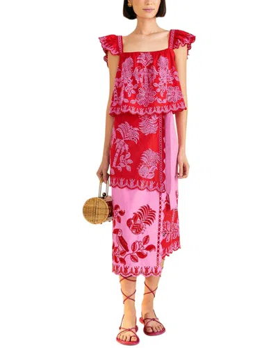 Farm Rio Palm Tree Richilieu Linen-blend Blouse In Multi