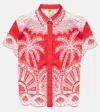 Farm Rio Palm Tree Buttondown Shirt In Red