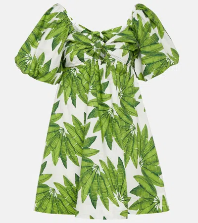 Farm Rio Palms Fan Cotton Minidress In White