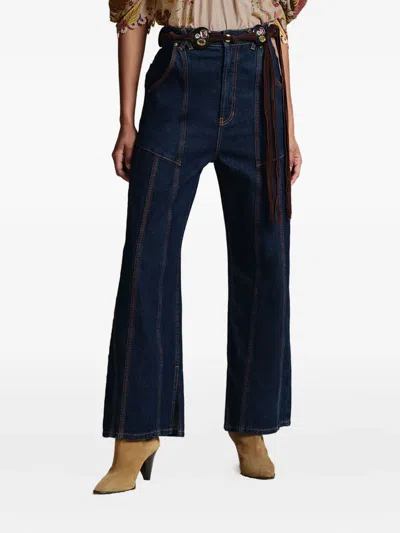 Farm Rio Panelled Jeans In Blue