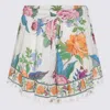 Farm Rio White Cotton Shorts In Sweet Bloom Bouquet Off-white