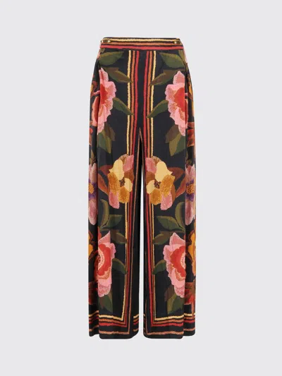 Farm Rio Wrap-effect Pleated Floral-print Twill Wide-leg Pants In Multi