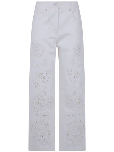 Farm Rio Pants Floral Design "richelieu" In White