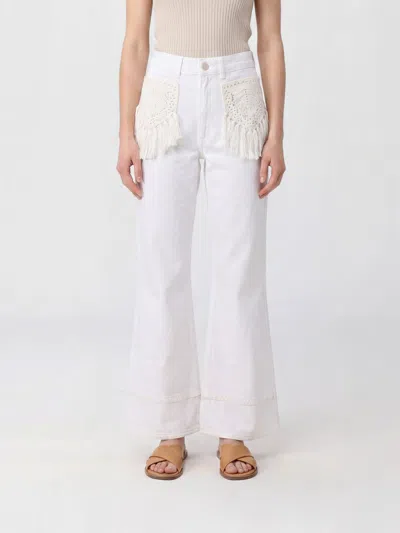 Farm Rio Pants Woman Color Denim In White