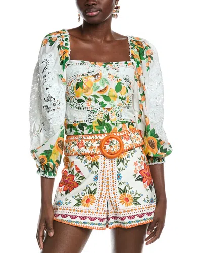 Farm Rio Papaya Salad Blouse In White