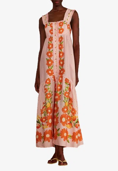 Farm Rio Papaya Salad Maxi Dress In Pink