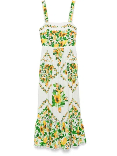 Farm Rio Papaya Salad Scarf Maxikleid In White