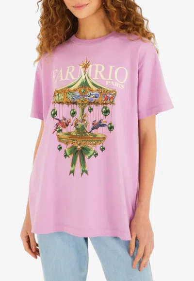 Farm Rio Paris Carousel Printed T-shirt In Pink