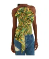 Farm Rio Parrot Pattern Ruffled Strapless Top In Multi
