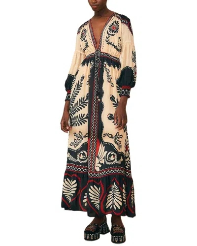 FARM RIO FARM RIO PASSION SCARF BLACK MAXI DRESS