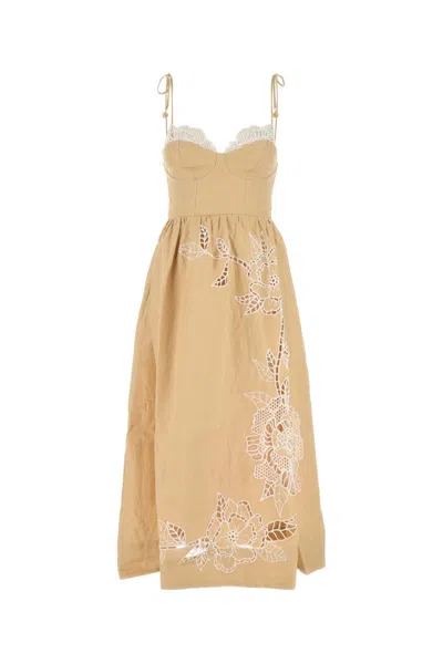 Farm Rio Pastel Orange Linen Dress
