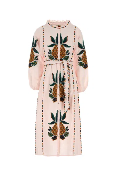 Farm Rio Pastel Pink Linen Blend Dress