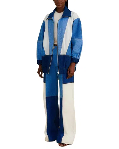 Farm Rio Patch Denim Wide Pant In Blue