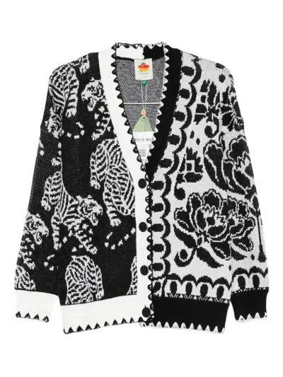 Farm Rio Patchwork-design Cardigan In Black