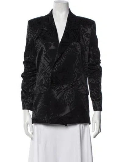 Pre-owned Farm Rio Patterned Blazer In Black