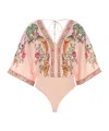 Farm Rio Pastel Pink Cotton Blend Bodysuit In Multi