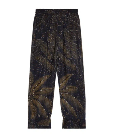 Farm Rio Patterned Casual Pants In Black