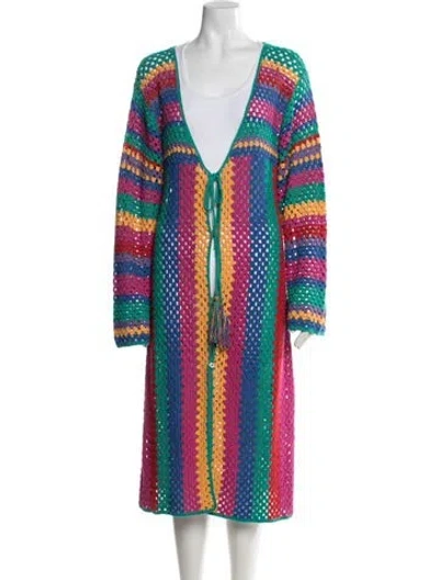 Pre-owned Farm Rio Patterned Coat In Blue