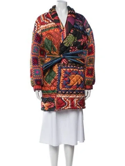Pre-owned Farm Rio Patterned Coat In Red
