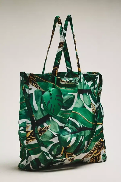Farm Rio Patterned Collapsible Tote Bag In Green