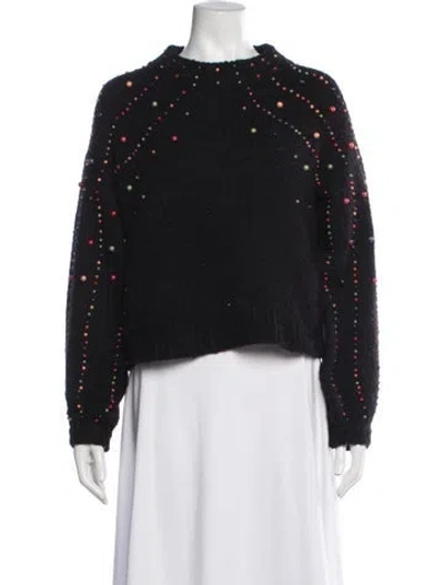 Pre-owned Farm Rio Patterned Crew Neck Sweater In Black