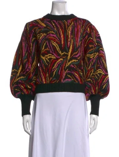 Pre-owned Farm Rio Patterned Crew Neck Sweater In Black