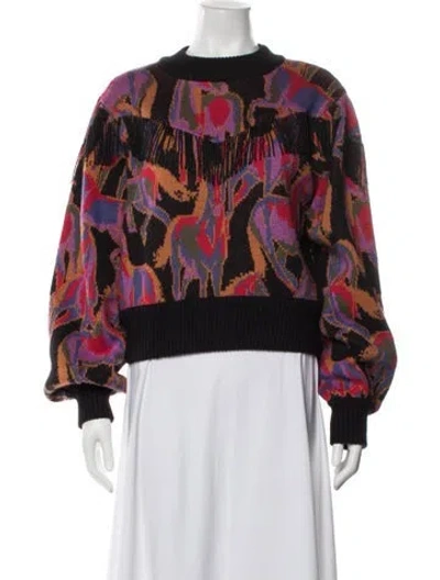 Pre-owned Farm Rio Patterned Crew Neck Sweater In Multicolor