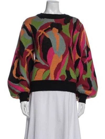 Pre-owned Farm Rio Patterned Crew Neck Sweater In Multicolor
