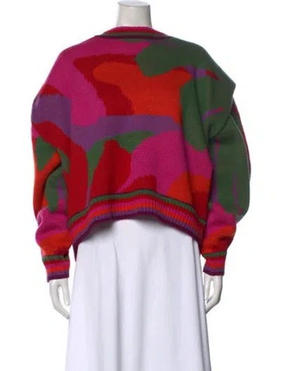 Pre-owned Farm Rio Patterned Crew Neck Sweater In Pink