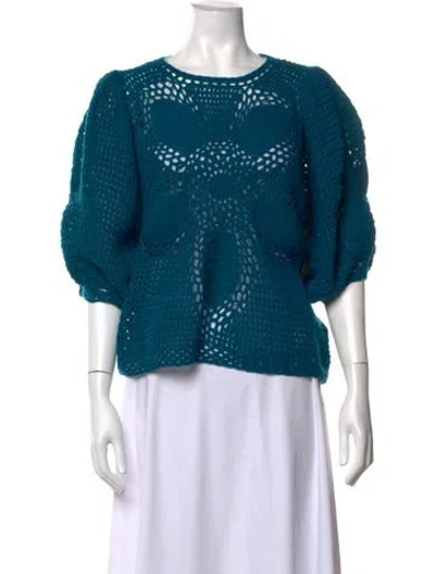 Pre-owned Farm Rio Patterned Crew Neck Sweater W/ Tags In Blue