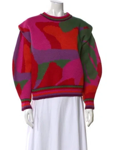 Pre-owned Farm Rio Patterned Crew Neck Sweater W/ Tags In Pink