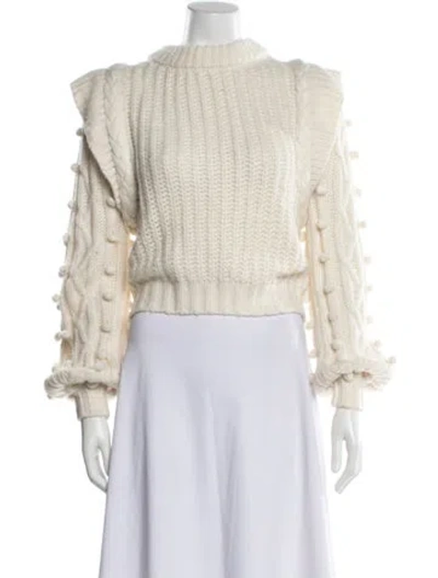 Pre-owned Farm Rio Patterned Crew Neck Sweater In White