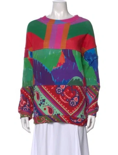 Pre-owned Farm Rio Patterned Crew Neck Sweatshirt In Pink