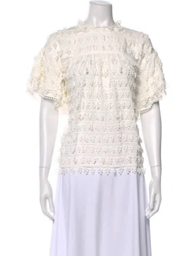 Pre-owned Farm Rio Patterned Crew Neck Top In Neutral