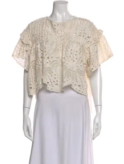 Pre-owned Farm Rio Patterned Crew Neck Top In Neutral