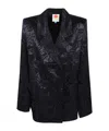 Farm Rio Patterned Double-breasted Jacket In Black