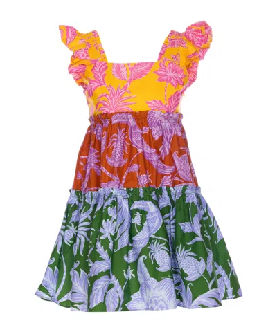 Farm Rio Multicolor Dress With All-over Floral Motif And Ruffled Skirt In Cotton Woman