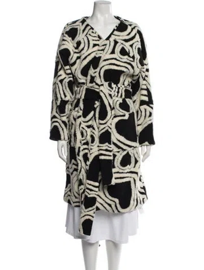Pre-owned Farm Rio Patterned Faux Fur Coat In Black/neutrals