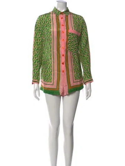 Pre-owned Farm Rio Patterned Jumpsuit In Green