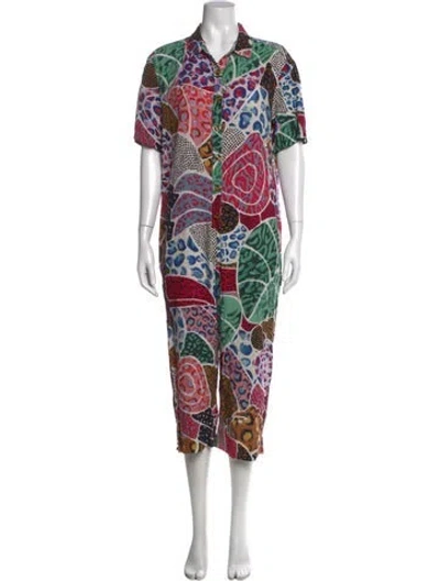 Pre-owned Farm Rio Patterned Jumpsuit In White