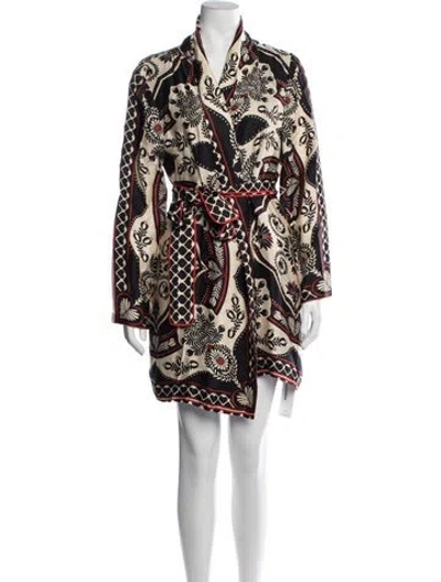Pre-owned Farm Rio Patterned Kimono In Black