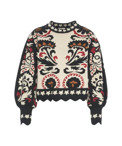 Farm Rio Patterned Knit Sweater In Multi
