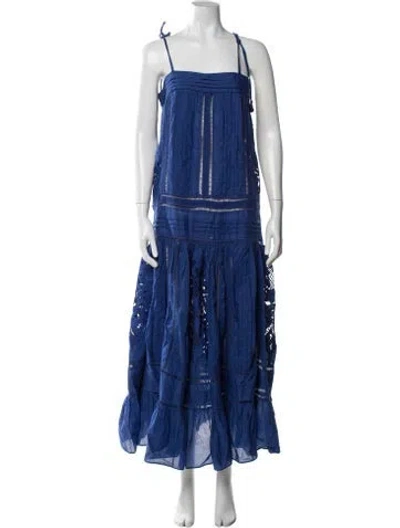 Pre-owned Farm Rio Patterned Long Dress In Blue